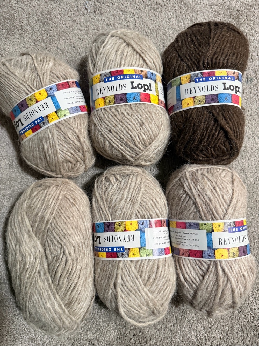 Reynolds Lopi Natural & Brown 100% Wool Yarn - 600g+ circa 1997